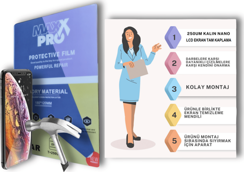 Casper Via G3 Uyumlu Nano Ekran Koruyucu Şeffaf Hd Esnek 250UM Kalın - MAXXPRO