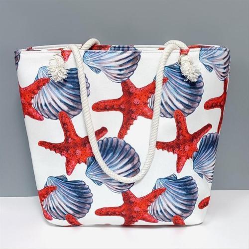 Deniz Yıldızı İstiridye Desenli Plaj Çantası