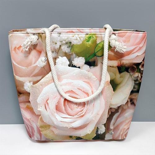 Gül Desenli Plaj Çantası