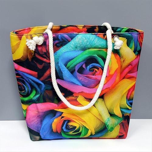 Gül Desenli Plaj Çantası