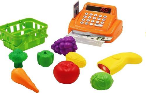 Turuncu Yazar Kasalı Market Seti Kız Erkek Çocuk Oyuncak Eğitici Oyuncaklar