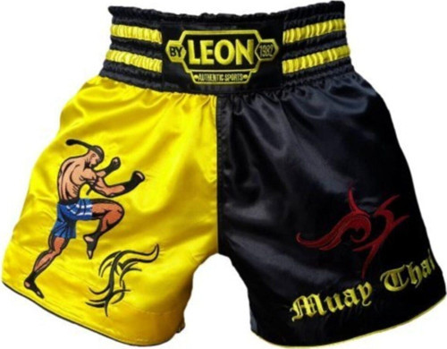 Leon Warrior Profesyonel Muay Thai Ve Kick Boks Şortu Sarı Siyah