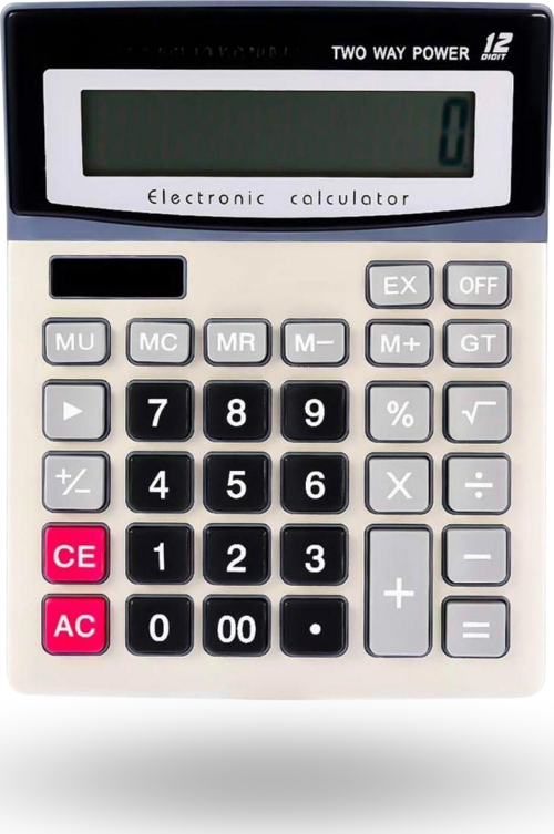 Büro Ev Ofis için Pilli 12 Hane Geniş LCD Ekran Büyük Düğme Hesap Makinesi