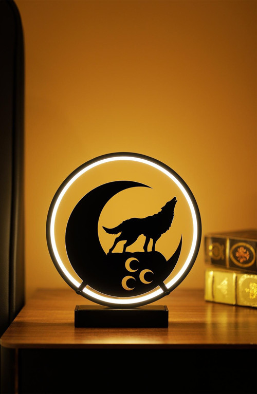 Bozkurt ve Üç Hilal Metal LED Masa Lambası Dekoratif Işıklı Gece Lambası | Türk Motifli Tasarım