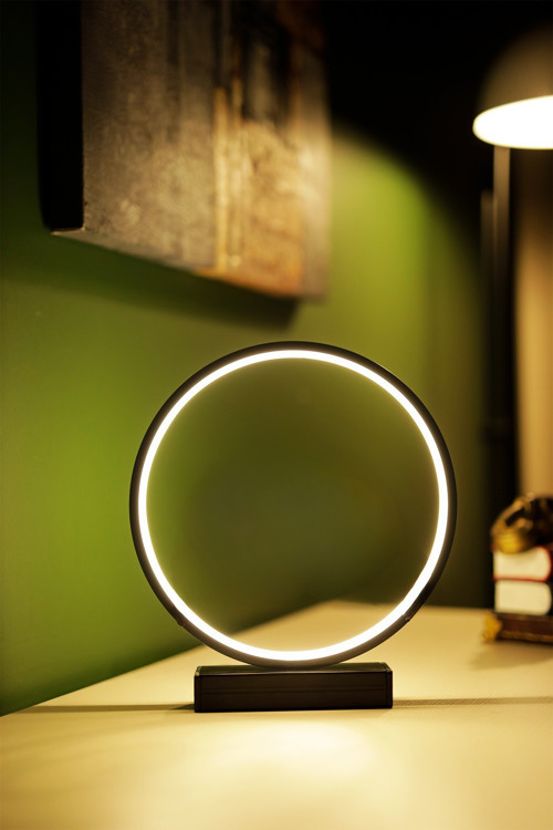 Nish Tasarım Kablolu Metal LED Masa Lambası – Dairesel Tasarım Gece Lambası