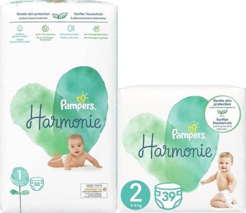 Pampers Harmonie Bebek Bezi Beden:1 (2-5KG) Yenidoğan 50 Adet + Beden:2 (4-8KG) Mini 39 Adet