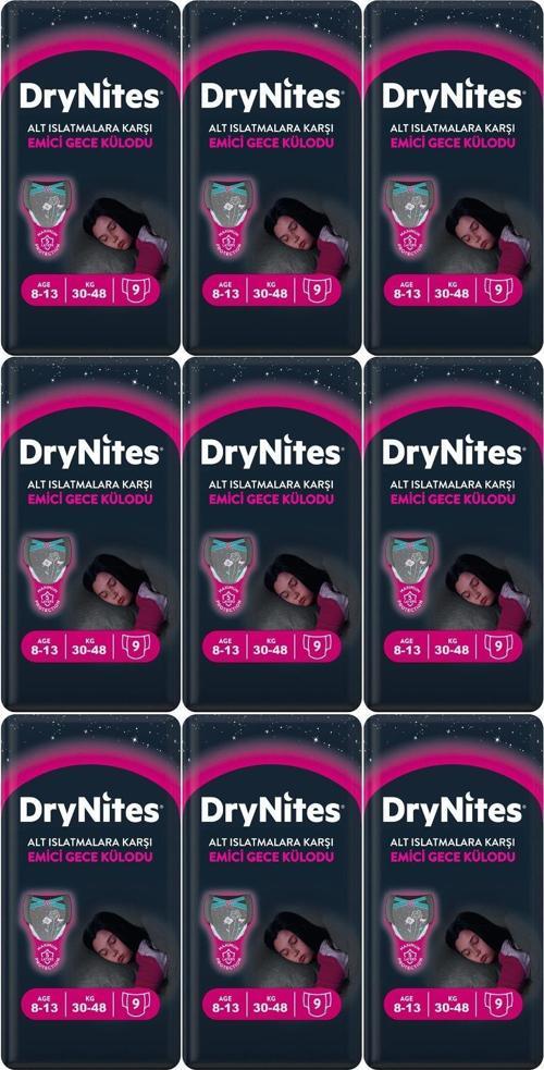 Emici Gece Külodu/Külot Bez Kız 8-13 Yaş 30-48KG Large 81 Adet 9PK*9 Alt Islatmalara Karşı