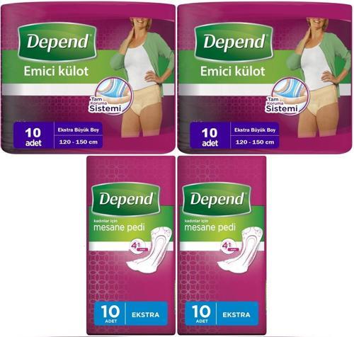 Emici Külot Lohusa Pedi  XL - Kadın (10 Adet)+Mesane Pedi Kadın Ekstra (10 Lu) 4 Lü Set