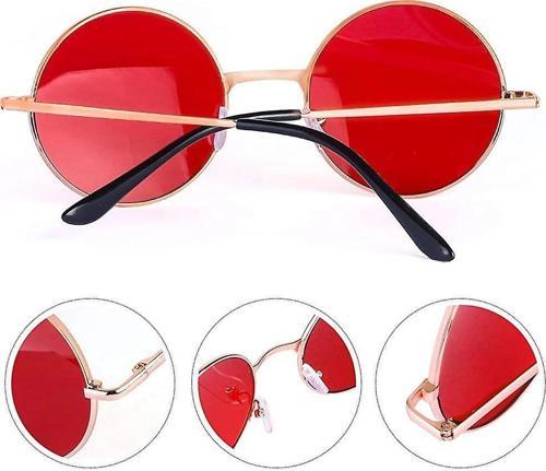 NessiWorld Yuvarlak Cam John Lennon Tarzı Gümüş Çerçeveli Kırmızı Gözlük