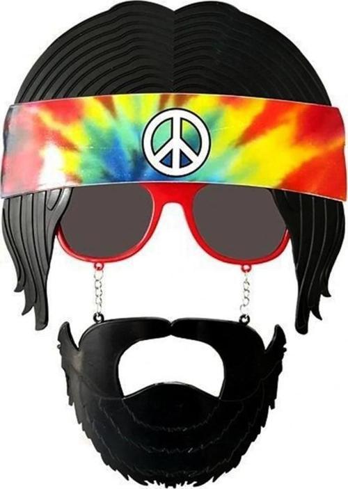 Nessiworld   Siyah Saçlı Bandana Tasarımlı Hippi Parti Gözlüğü 26x18 cm