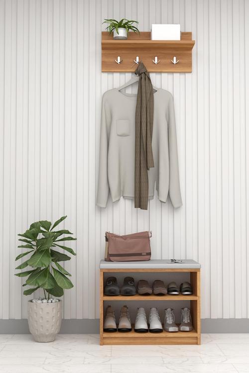 Puflu Ayakkabılık ve Askılık A-33