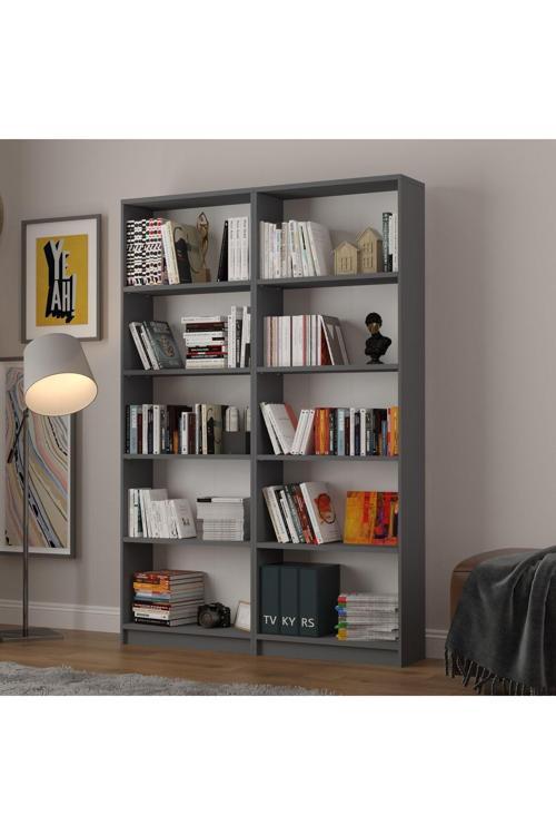 5 Raflı (5 BÖLMELİ) 2 Modüllü Kitaplık Çalışma Odası Ofis Modern Dekoratif Kitaplık