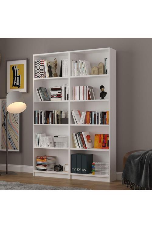 5 Raflı (5 BÖLMELİ) 2 Modüllü Kitaplık Çalışma Odası Ofis Modern Dekoratif Kitaplık