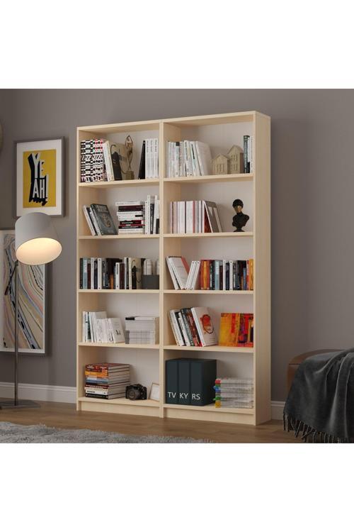 5 Raflı (5 BÖLMELİ) 2 Modüllü Kitaplık Çalışma Odası Ofis Modern Dekoratif Kitaplık