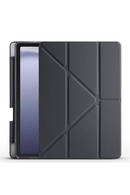 Galaxy Tab A9 Kılıf Uyumlu Zore Tri Folding Kalem Bölmeli Standlı Kılıf-Siyah