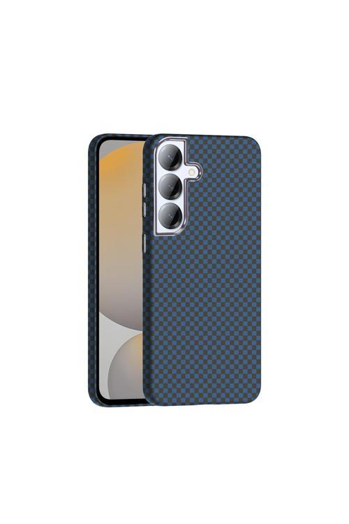 Galaxy S25 Plus Kılıf M-Safe Şarj Özellikli Karbon Fiber Görünümlü Emp Gros Kapak - Lacivert