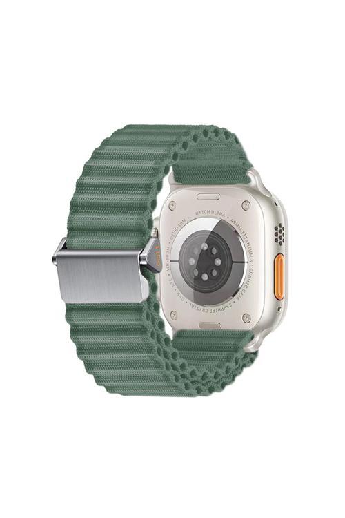 Watch Ultra 49Mm Uyumlu Krd-123 Naylon Kumaş Hasır Örgülü Kordon-Yeşil