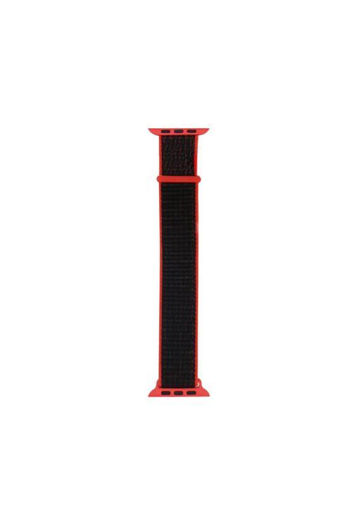 Watch Ultra 49Mm Kordon Band-03 Serisi Hasır Strap Kayış-Kırmızı-Siyah