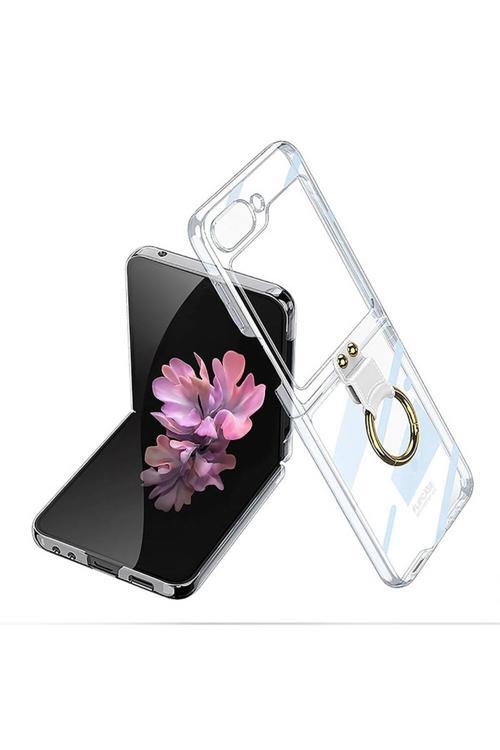 Galaxy Z Flip 6 Kılıf Zore Yüzüklü Kıpta Kapak-Şeffaf