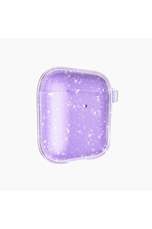 Air-Pods Zore Allstar Airbag 32 Parlayan Simli Saydam Renkli Kılıf-Mor