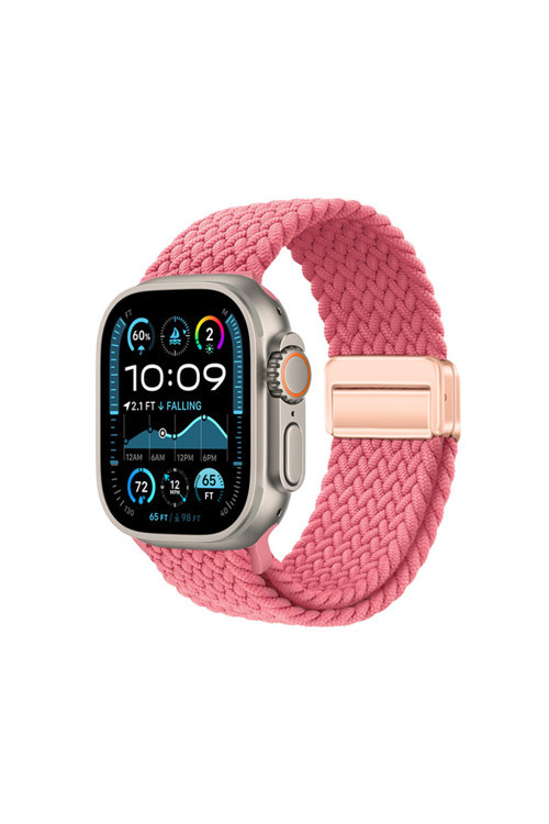 Watch Ultra 49Mm Rntc Krd-134 Örgü Tasarımlı Hasır Kordon Strap Kayış - Pembe