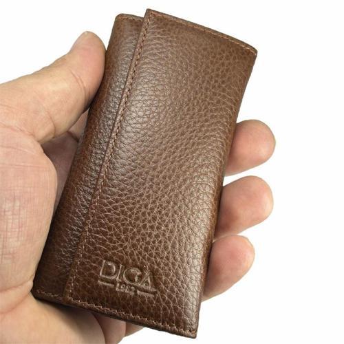 Hakiki Deri Organizer Dikey Anahtarlık Taba