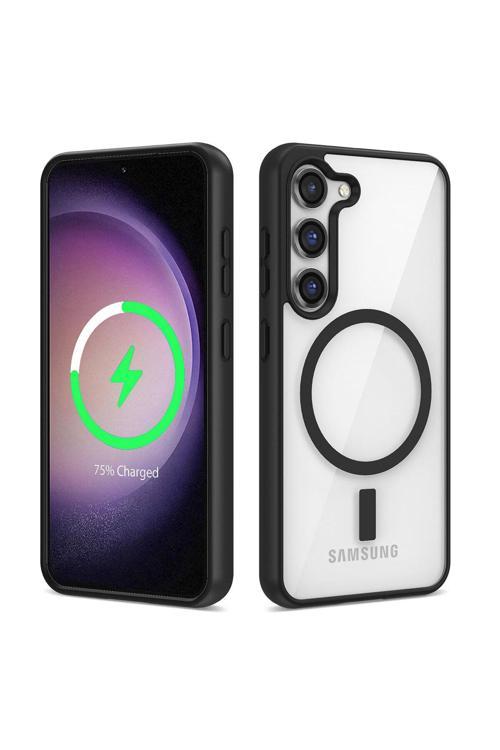 Galaxy S22 Uyumlu Magsafe Wireless Şarj Özellikli Silikon Zore Ege Kılıf-Siyah