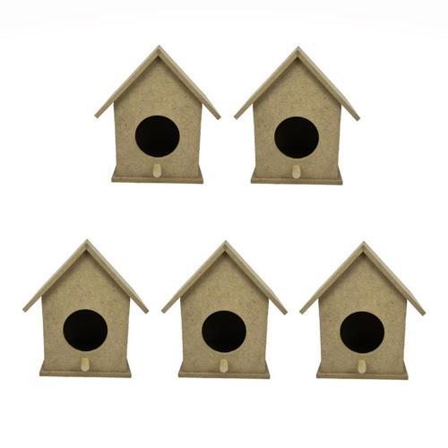 Küçük Boy Beşli Boyanabilir Ahşap Kuş Evi 13x10 Cm