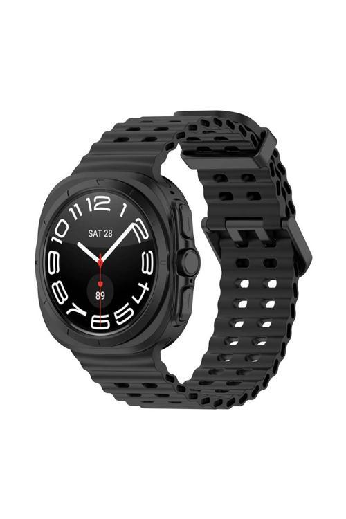 Galaxy Watch Ultra 47Mm Zore Krd-118 Tırtıklı Tasarım Silikon Kordon-Siyah