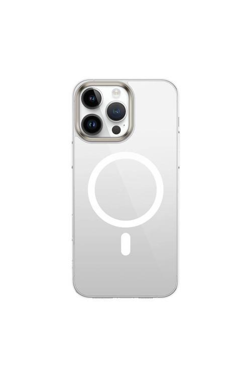 Apple İphone 16 Pro Kılıf Magsafe Şarj Özellikli Şeffaf Cam Arka Yüzey Zore G-Glass Kapak-Şeffaf