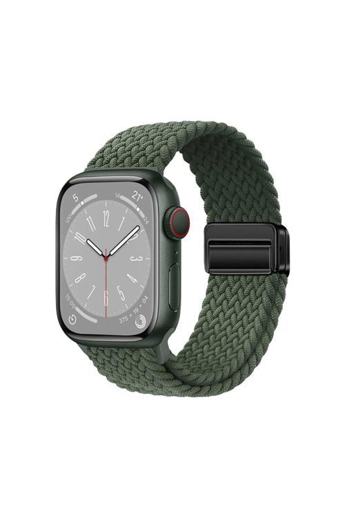 Watch 7 41Mm Fzd Krd-134 Örgü Tasarımlı Hasır Kordon Strap Kayış - Koyu Yeşil