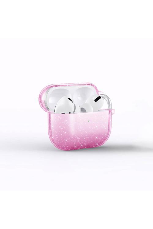 Air-Pods 3. Nesil Zore Allstar Airbag 32 Parlayan Simli Saydam Renkli Kılıf-Pembe