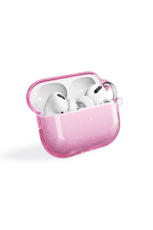 Air-Pods Pro 2 Zore Allstar Airbag 32 Parlayan Simli Saydam Renkli Kılıf-Pembe