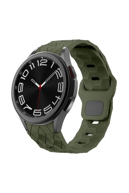 Galaxy Watch 6 44Mm Zore Krd-116 20Mm Futbol Desenli Spor Tasarımlı Silikon Kordon-Koyu Yeşil