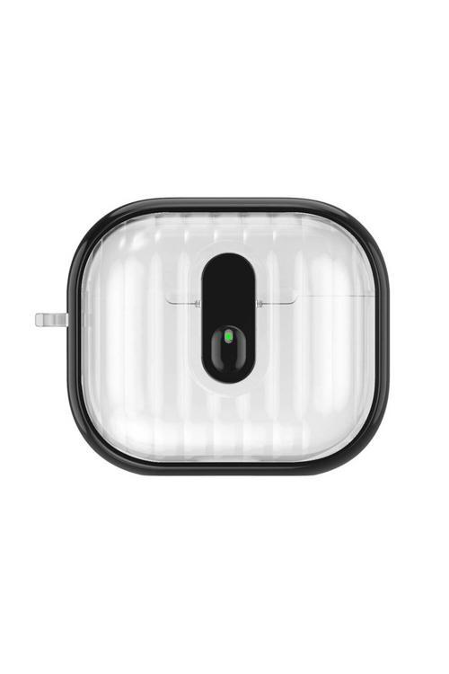 Air-Pods 4 Kılıf Kenarları Renkli Şeffaf Dilimli Silikon Zore Airbag 40 Kılıf-Siyah