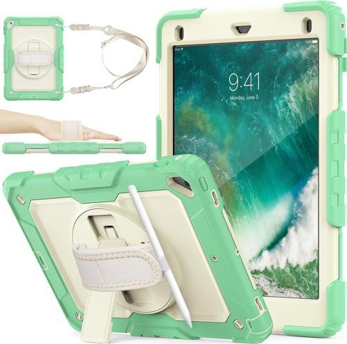Apple iPad 5. 6. Nesil 2017 2018 9.7" inch Strap Tablet Kılıfı Ekran Koruyuculu Kalemlikli 360°Döner Darbeye Dayanıklı