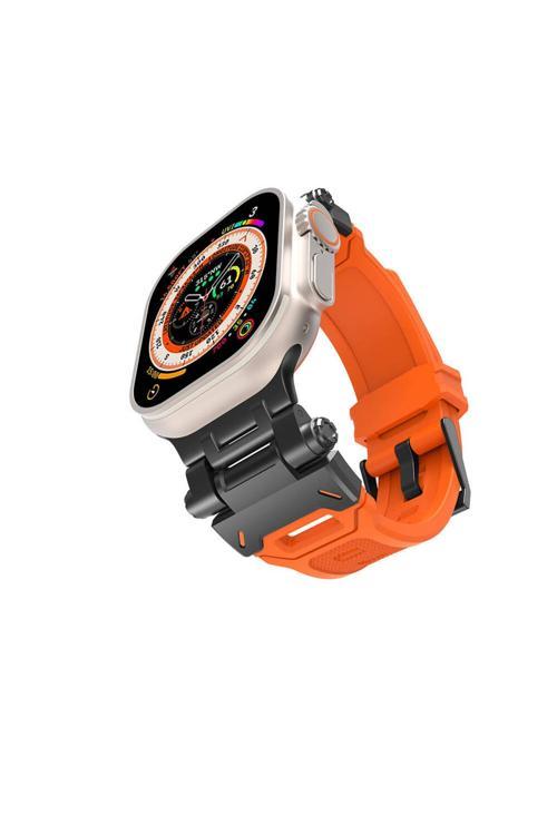 Watch 42Mm Clo Krd-108 Metal Başlıklı Silikon Kordon-Siyah-Turuncu