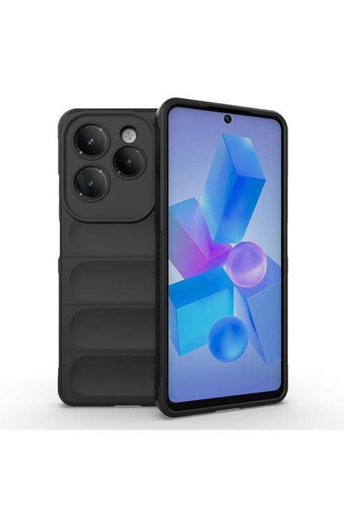 İnfinix Hot 40 Pro Kılıf Esnek Tpu Oyuklu Arka Yüzey Tasarımlı Kth Etnik Silikon Kapak - Siyah