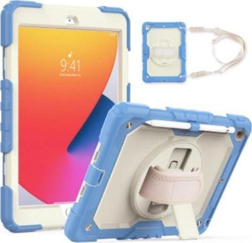 iPad 2019/2020 10.2" 7. 8. Nesil Strap, Kalemlikli Tablet Kılıfı Darbeye Dayanıklı Askılı 360° Kılıf