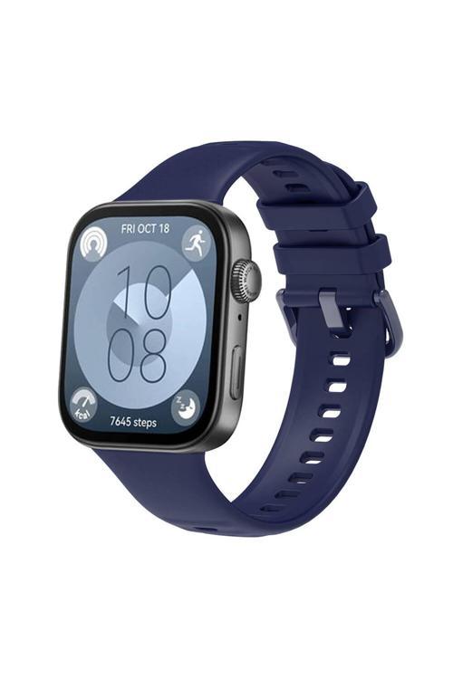 Huawei Watch Fit 3 Band Serisi Klasik Kordon Silikon Strap Kayış-Lacivert