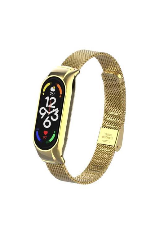 Xiaomi Mi Band 7 Uyumlu Krd-06 Metal Zore Kordon-Gold