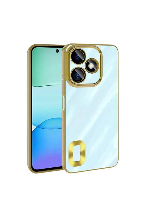 Xiaomi Redmi 13 4G Kılıf Kamera Korumalı Logo Gösteren Omega Kapak-Gold