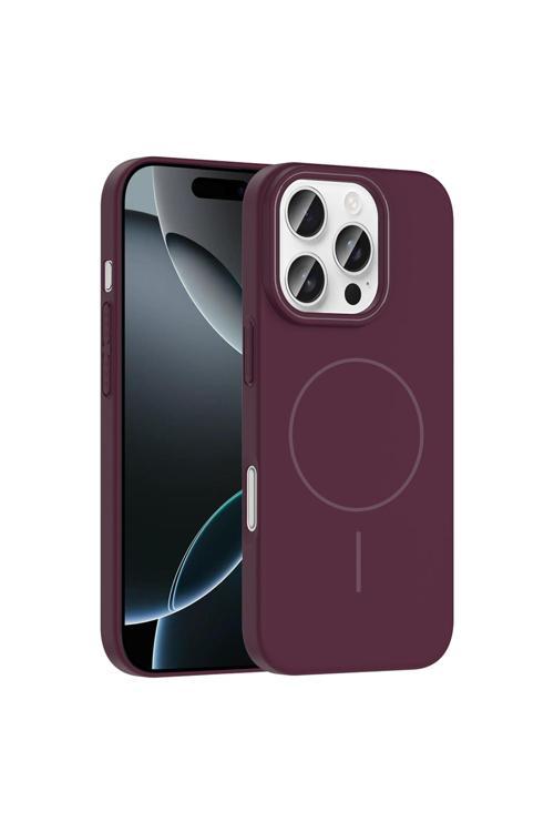 İphone 16 Pro Kılıf Magsafe Şarj Özellikli Zore Ruby Silikon Kapak - Mürdüm