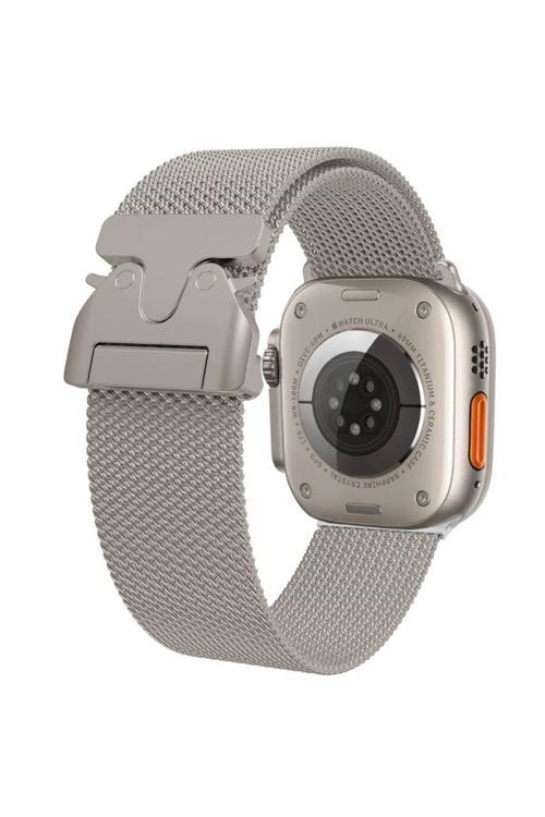 Apple Watch 10 46Mm Zore Krd-25 Metal Hasır Kordon-Gri