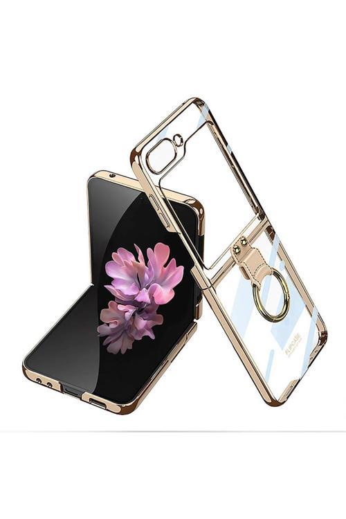 Galaxy Z Flip 6 Kılıf Yüzüklü Kıpta Kapak-Gold