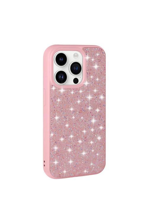 İphone 14 Pro Uyumlu Parlak Taşlı Tasarım Pırlanta Zore Kılıf-Pembe