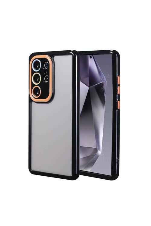 Galaxy S24 Ultra Kılıf Kamera Korumalı Renkli Kenar Ve Çerçeve Tasarımlı Zore Vitamin Kapak-Siyah