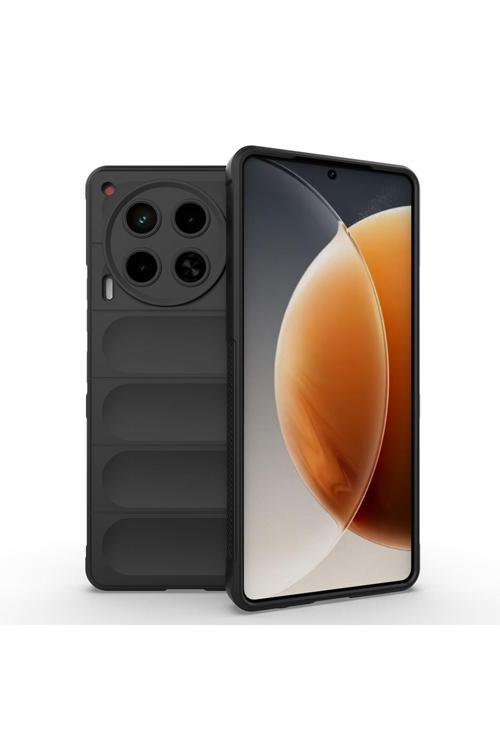 Tecno Camon 30 4G Kılıf Esnek Tpu Oyuklu Arka Yüzey Tasarımlı Kth Etnik Silikon Kapak - Siyah