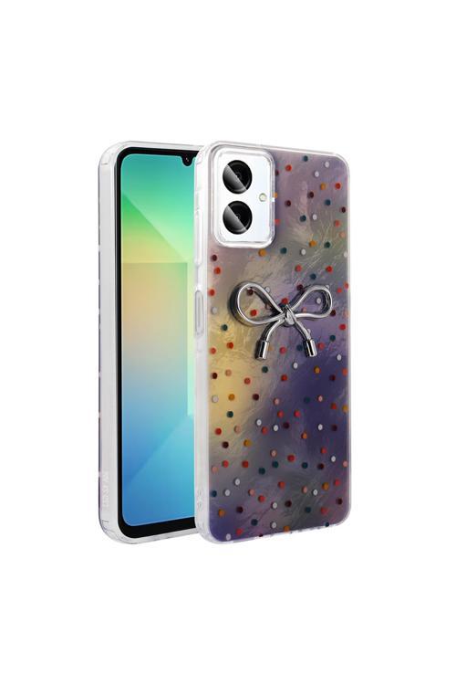 Galaxy A06 Kılıf Kamera Korumalı Figürlü Zore Ponti Silikon Kapak - Lila