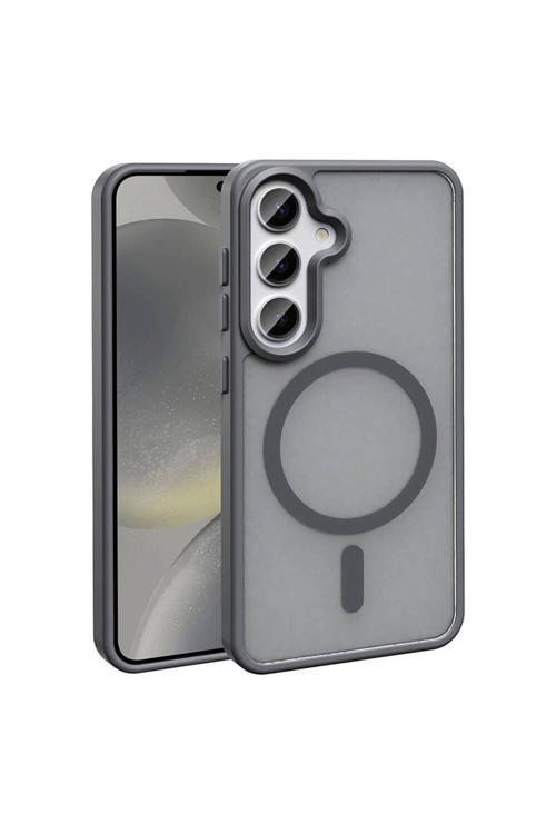 Galaxy S24 Kılıf Magsafe Şarj Özellikli Mat Arka Yüzey Zore Sio Kapak-Gri